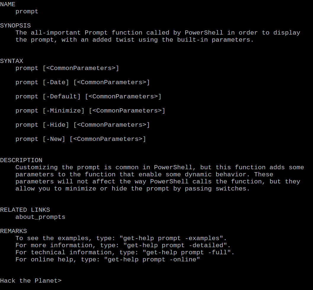 Screenshot of the PowerShell Prompt